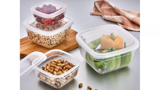 Asude 1500 ml maya seffaf kapakli vakumlu kare saklama kabi 3