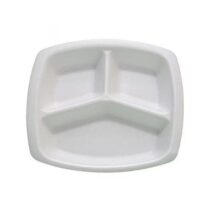 Anı 3 bölmeli kapaksız köpük tabak tekli beyaz catering yemek tabağı