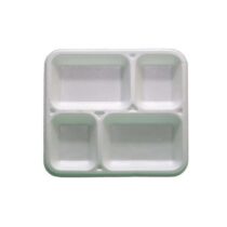 Anı 4 bölmeli kapaksız köpük tabak tekli beyaz catering yemek tabağı