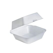 Anı büyük boy kapaklı hamburger köpük tabak tekli beyaz catering tabağı