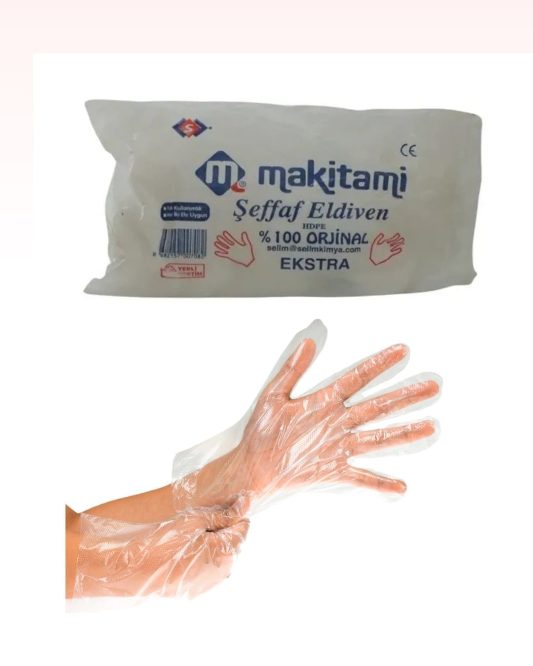 Makitami seffaf ekstra kalin poset eldiven 100 lu